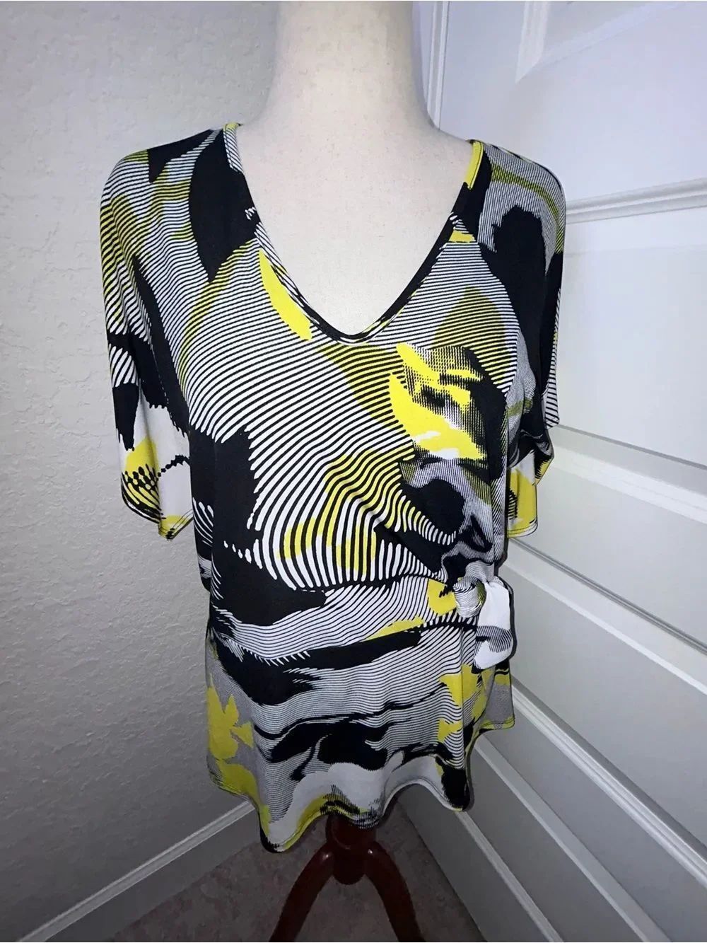 CLARA SUNWOO Short Sleeve Tie Side Blouse Shirt Top